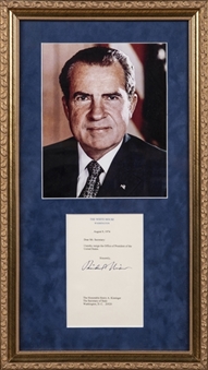 1974 Richard Nixon Signed White House Resignation Letter In 13x23 Framed Display (JSA)